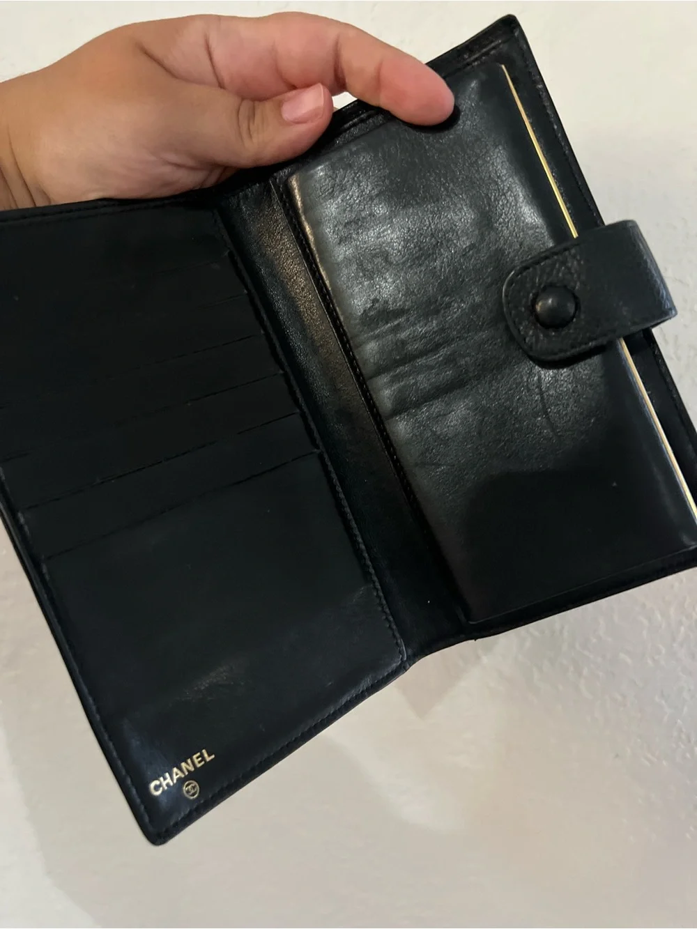 CHANEL Black Caviar Leather Continental Wallet vintage